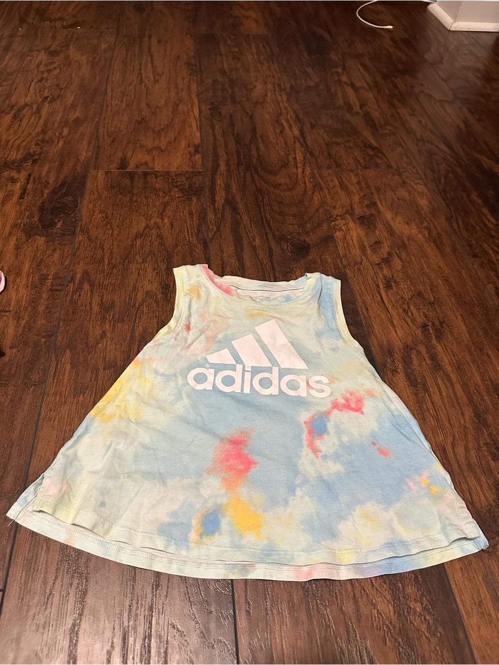adidas Pastel Tie-Dye Kids Tank Top with White Logo